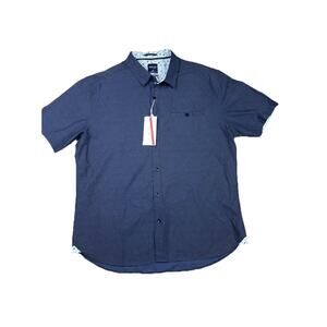 NWT Level Ten XL Men's Shirt Blue Peached Poplin Button Down Short Sleeve